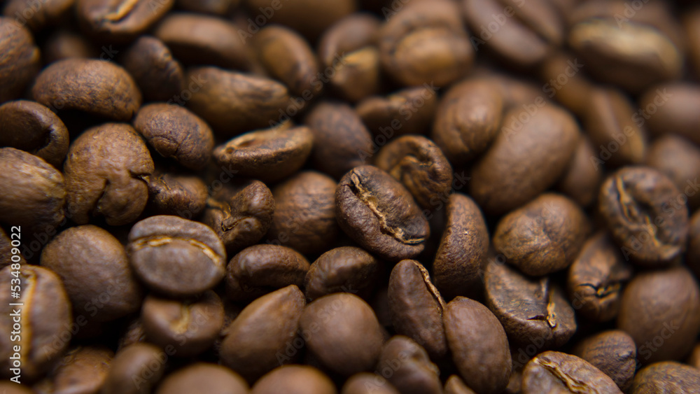 Close up macro coffee beans detailed roasted grains texture bokeh Close up macro coffee beans detailed roasted grains texture bokeh