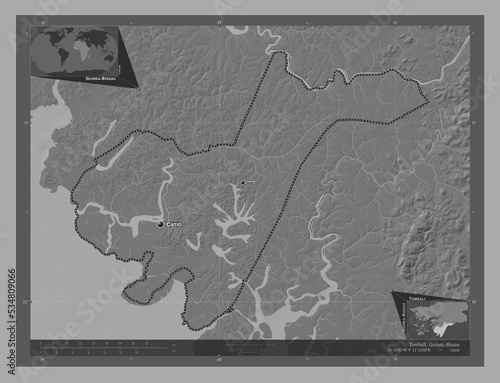 Tombali, Guinea-Bissau. Bilevel. Labelled points of cities photo