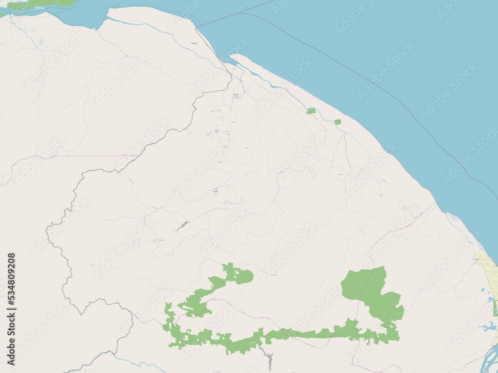 Fototapeta premium Barima-Waini, Guyana. OSM. No legend