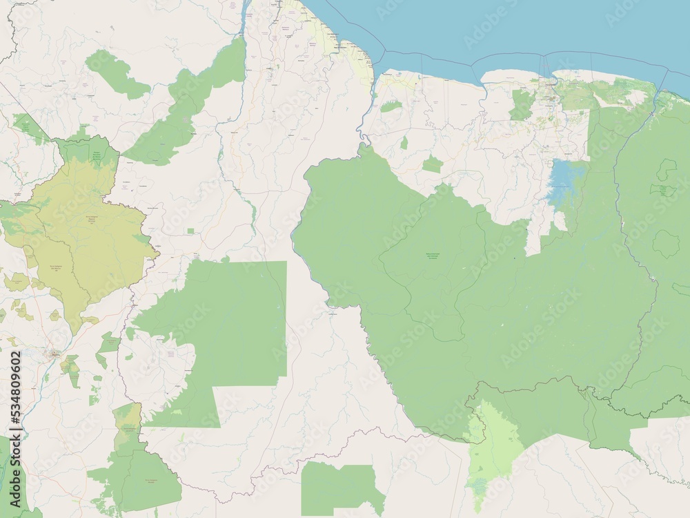 Fototapeta premium East Berbice-Corentyne, Guyana. OSM. No legend