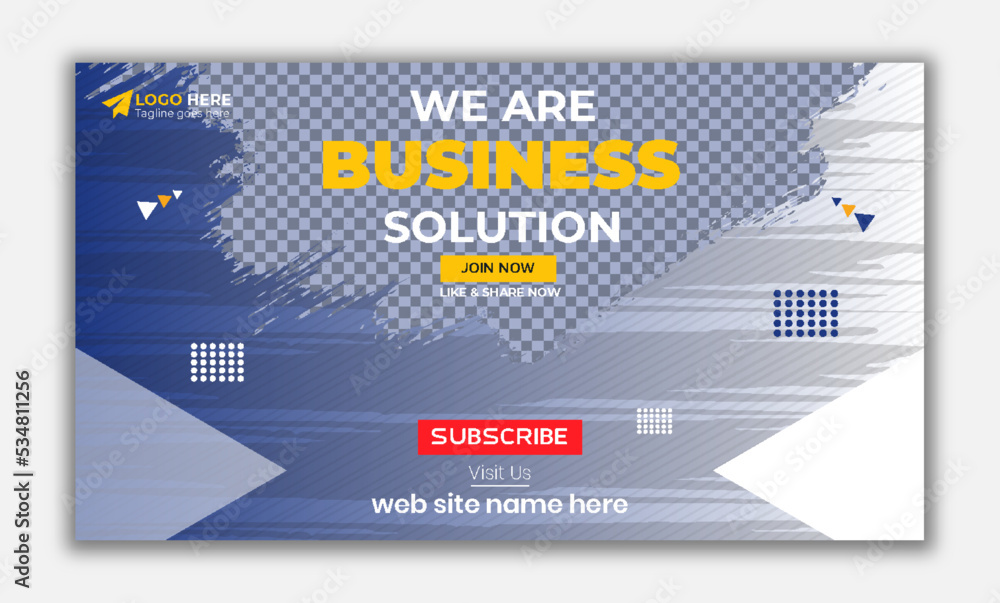 Fototapeta premium Corporate Business Agency video thumbnail for youtube channel, web cover page banner template design 