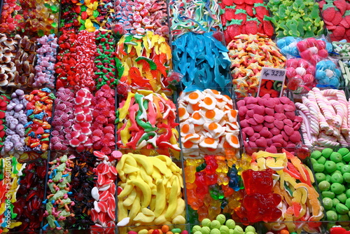 Colorful candies in a market in Barcelona. © William