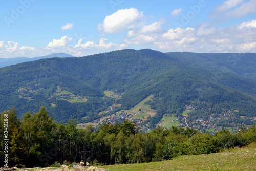 Mountain landscape. Silesian Beskids. One of the Beskids mountain ranges in Outer Western Carpathians in southern Silesian Voivodeship, Poland. 