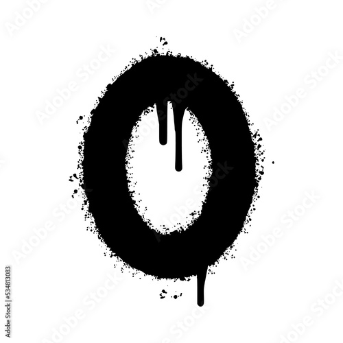 Spray Painted Graffiti number 0 Sprayed isolated with a white background. graffiti number zero with over spray in black over white. Vector illustration.