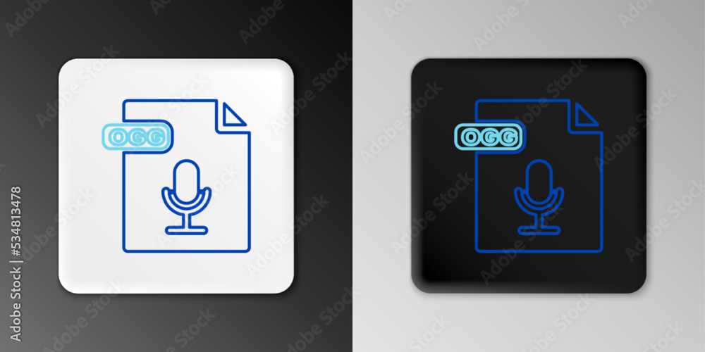 Line OGG file document. Download ogg button icon isolated on grey background. OGG file symbol. Colorful outline concept. Vector Line OGG file document. Download ogg button icon isolated on grey background. OGG file symbol. Colorful outline concept. Vector