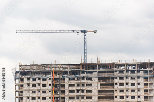 Building under construction with concrete blocks