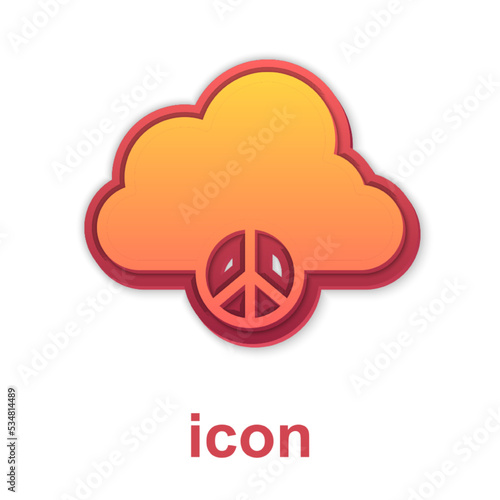 Gold Peace cloud icon isolated on white background. Hippie symbol of peace. Vector