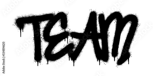 Spray Painted Graffiti Team Word Sprayed isolated with a white background. graffiti font Team with over spray in black over white. Vector illustration.