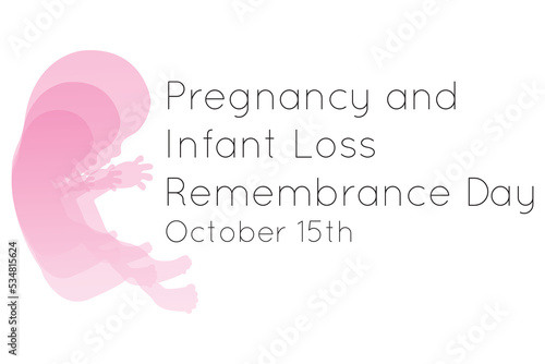  Pregnancy and Infant Loss Remembrance Day banner on white background with pink gradient fetus illustration