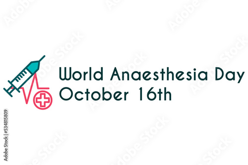  World Anaesthesia Day banner on white background with syringe and ECG line icons photo