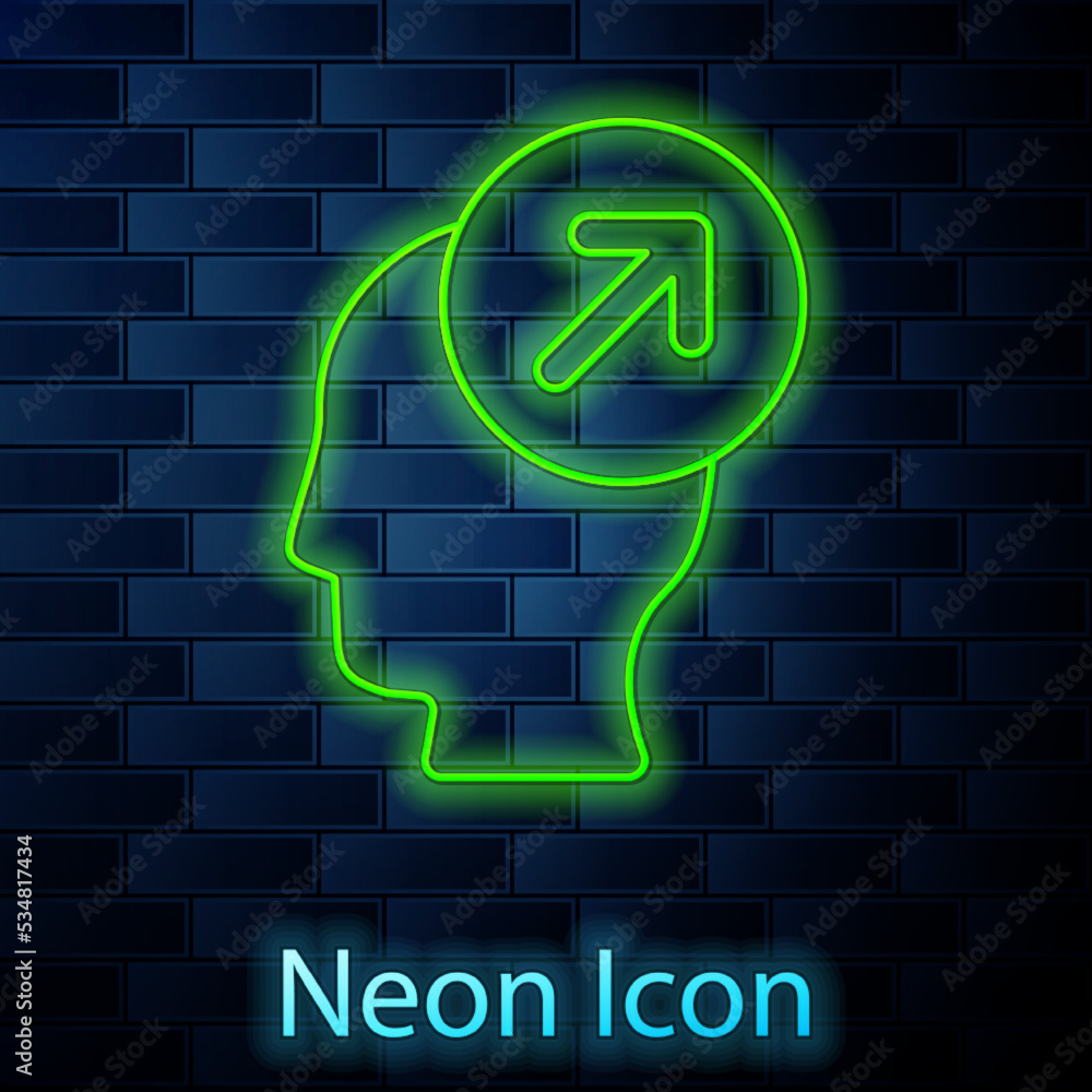 Glowing neon line Head hunting concept icon isolated on brick wall background. Business target or Employment sign. Human resource and recruitment for business. Vector Glowing neon line Head hunting concept icon isolated on brick wall background. Business target or Employment sign. Human resource and recruitment for business. Vector