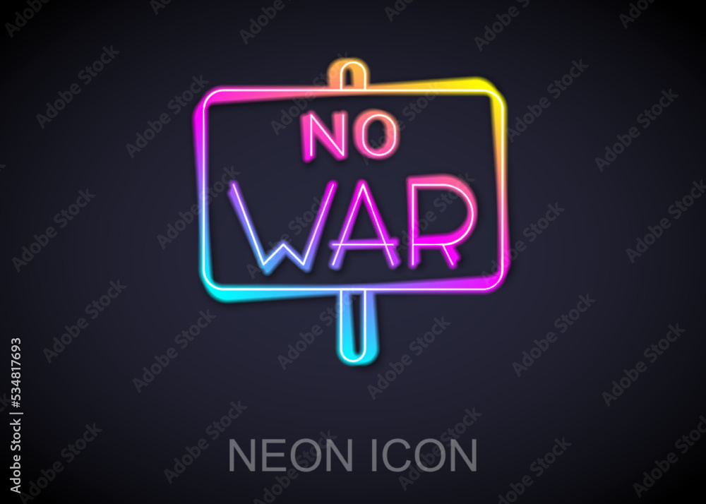 Glowing neon line No war icon isolated on black background. The peace symbol. Vector Glowing neon line No war icon isolated on black background. The peace symbol. Vector