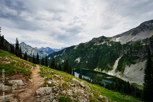 View of Lake Ann from Maple Pass trail, North Cascades National Park, Washington State, United States, North America, Pacific Northwest photo