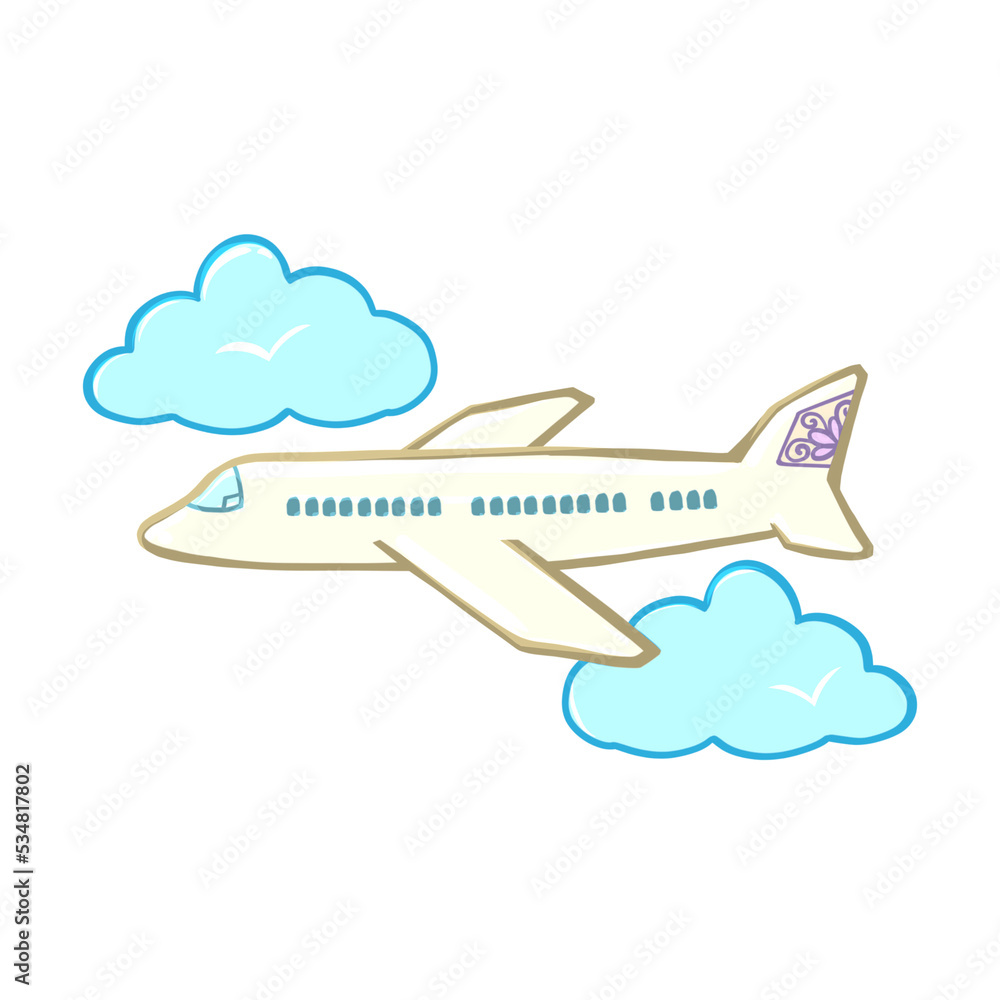 Airplane and Clouds Illustration