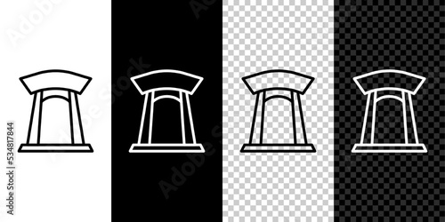 Set line Korean traditional gate icon isolated on black and white, transparent background. Vector