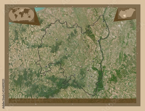 Tolna, Hungary. Low-res satellite. Major cities photo