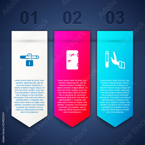 Set No smoking, area and Giving up cigarette. Business infographic template. Vector