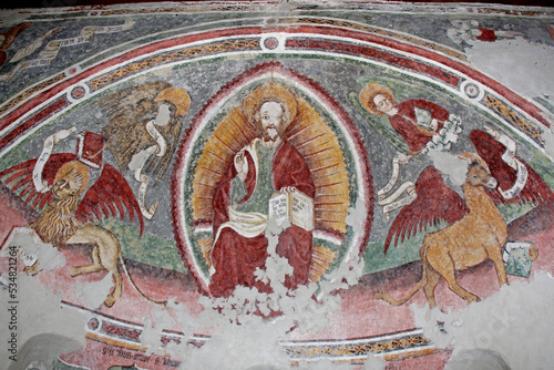 Canvas-taulu Cristo Pantocratore e simboli degli Evangelisti