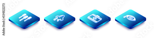 Set Isometric line Wheat, Runny nose, First aid kit and Reddish eye allergic conjunctivitis icon. Vector