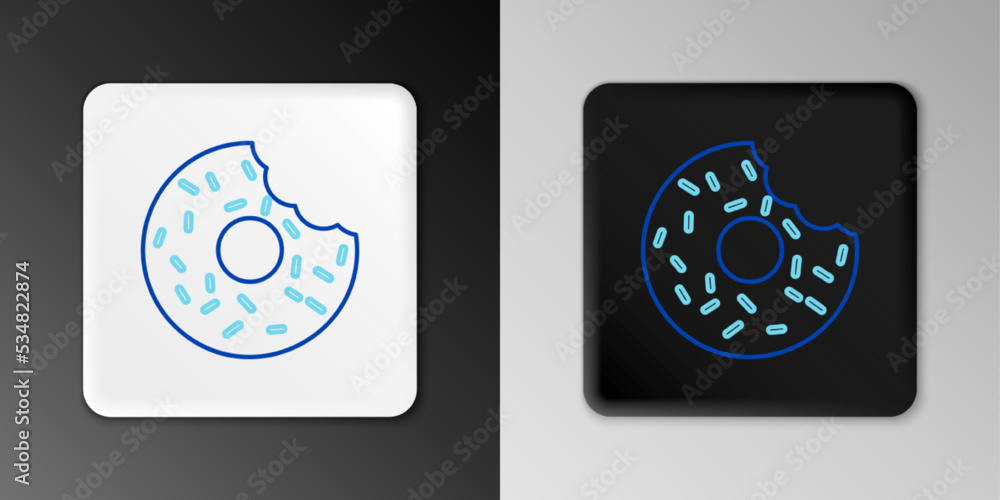 Line Donut with sweet glaze icon isolated on grey background. Colorful outline concept. Vector Line Donut with sweet glaze icon isolated on grey background. Colorful outline concept. Vector