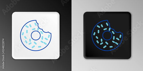 Line Donut with sweet glaze icon isolated on grey background. Colorful outline concept. Vector
