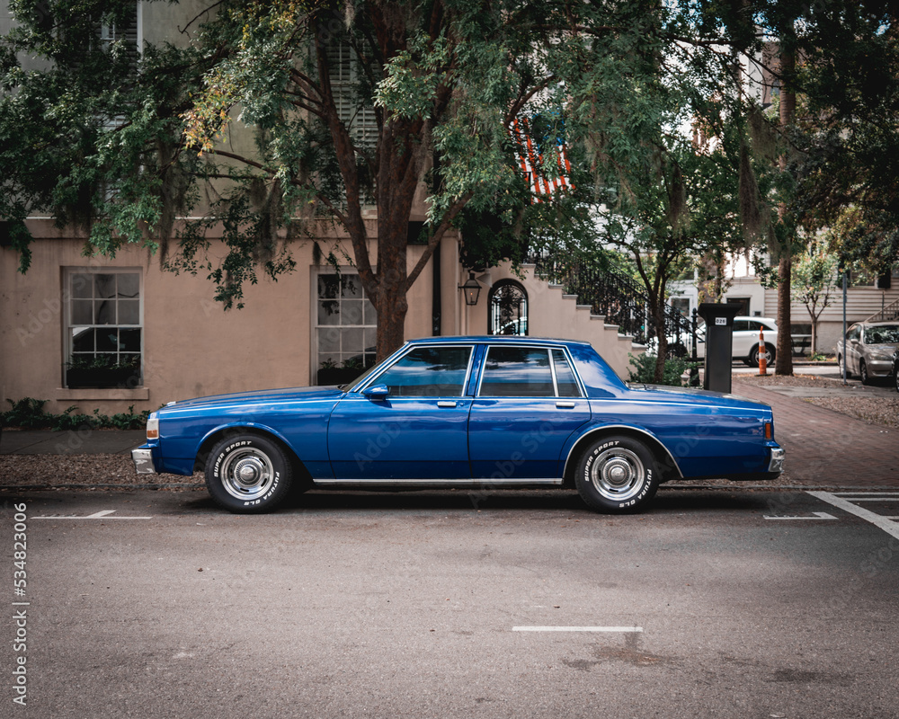 Blue classic car