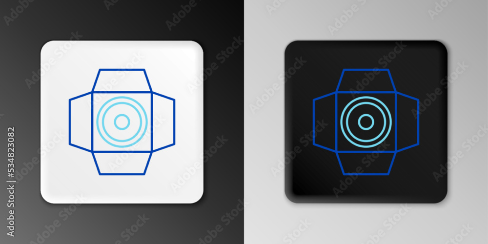 Line Movie spotlight icon isolated on grey background. Light Effect. Scene, Studio, Show. Colorful outline concept. Vector Line Movie spotlight icon isolated on grey background. Light Effect. Scene, Studio, Show. Colorful outline concept. Vector