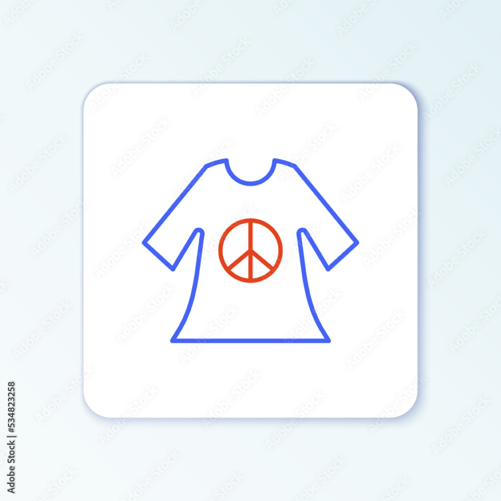 Line Peace symbol dress print stamp icon isolated on white background. Colorful outline concept. Vector Line Peace symbol dress print stamp icon isolated on white background. Colorful outline concept. Vector