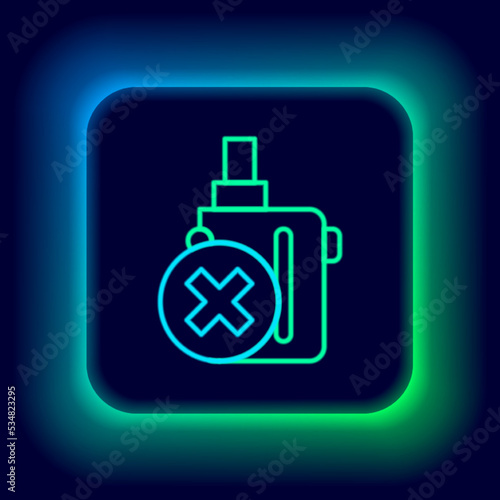 Glowing neon line Electronic cigarette icon isolated on black background. Vape smoking tool. Vaporizer Device. Colorful outline concept. Vector