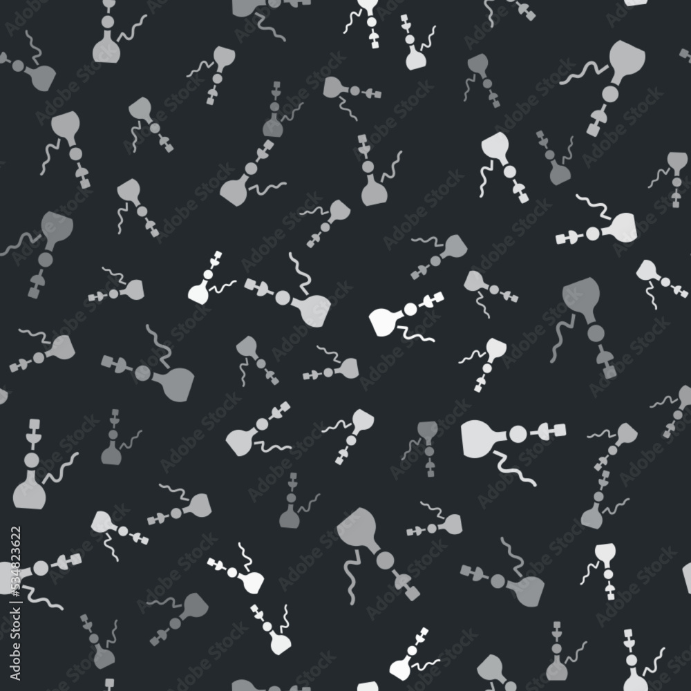 Grey Hookah icon isolated seamless pattern on black background. Vector Grey Hookah icon isolated seamless pattern on black background. Vector