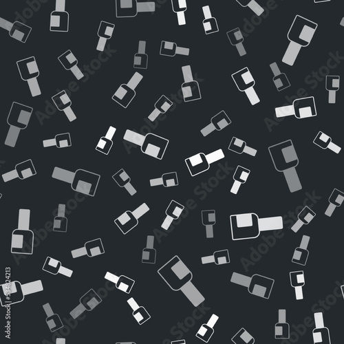 Grey Bottle of nail polish icon isolated seamless pattern on black background. Vector