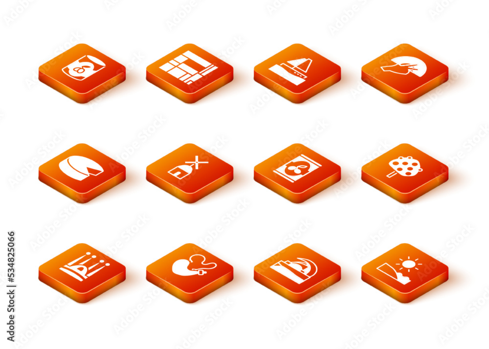 Set Sagrada Familia, Spanish wineskin, Cheese, Windmill, Concert hall de Tenerife, Olives can, Beach and Orange tree icon. Vector Set Sagrada Familia, Spanish wineskin, Cheese, Windmill, Concert hall de Tenerife, Olives can, Beach and Orange tree icon. Vector
