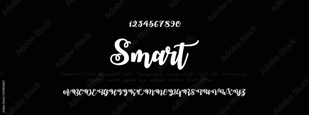Modern Bold Font. Regular Italic Number Typography urban style alphabet fonts for fashion, sport, Tech, Crypto and digital, movie, logo design, vector illustration