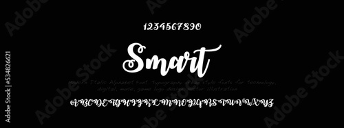 Modern Bold Font. Regular Italic Number Typography urban style alphabet fonts for fashion, sport, Tech, Crypto and digital, movie, logo design, vector illustration