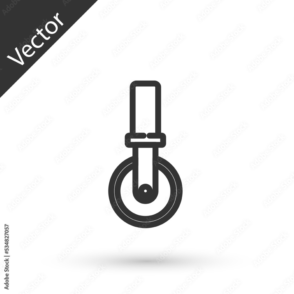 Grey line Pizza knife icon isolated on white background. Pizza cutter sign. Steel kitchenware equipment. Vector Grey line Pizza knife icon isolated on white background. Pizza cutter sign. Steel kitchenware equipment. Vector