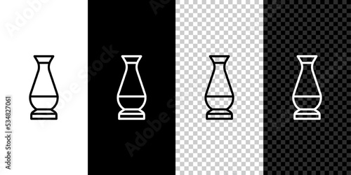 Set line Indian vase icon isolated on black and white background. Vector