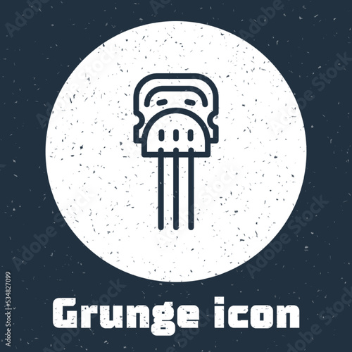 Grunge line Flamenco woman accessories icon isolated on grey background. Peineta. Spanish comb. Monochrome vintage drawing. Vector photo