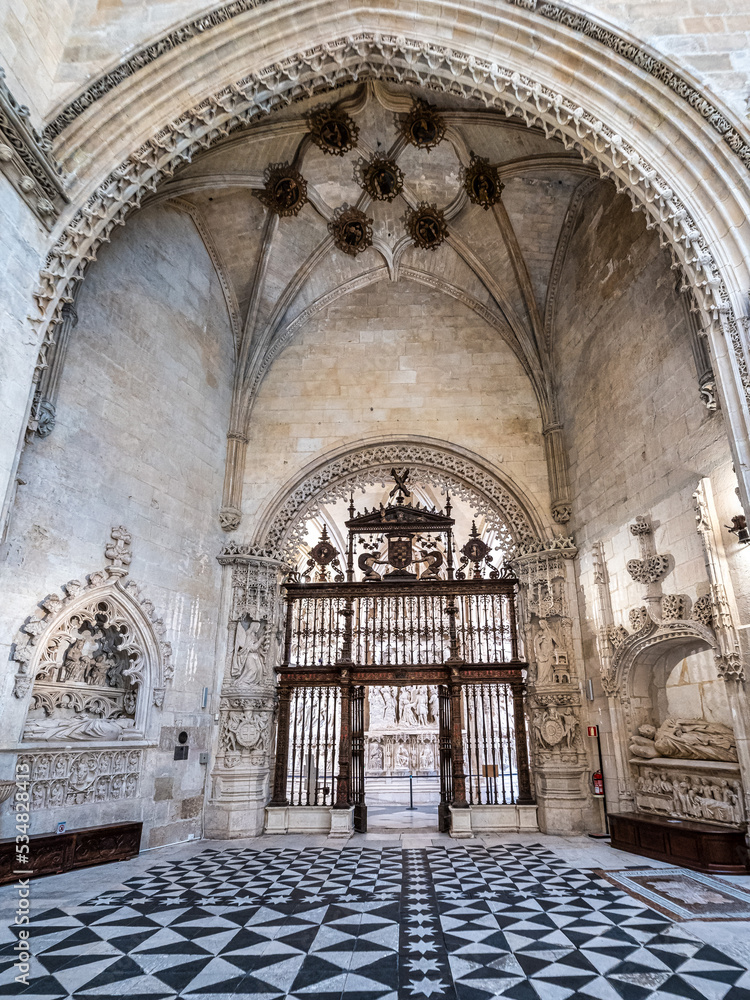Interior of the Burgos Cathedral in Castilla y Leon, Spain. Unesco World Heritage Site.