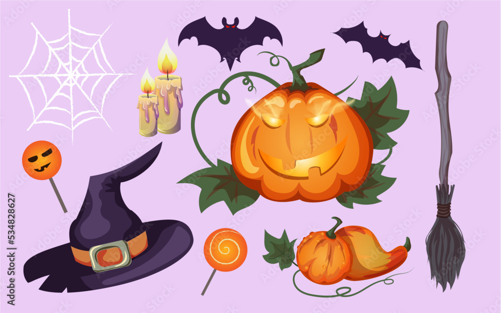 set of halloween elements set of halloween elements