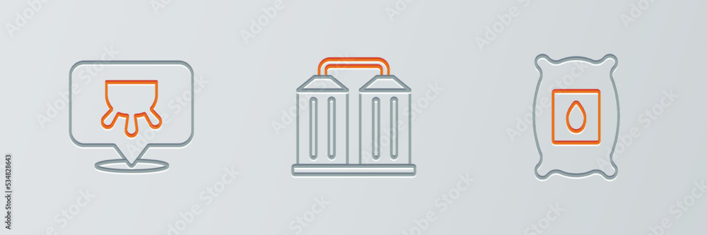 Set line Pack full of seeds of plant, Udder and Granary icon. Vector Set line Pack full of seeds of plant, Udder and Granary icon. Vector