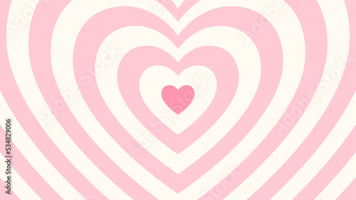 Groovy background. Tunnel of Concentric hearts. Romantic cute illustration. Trendy girly preppy design. photo