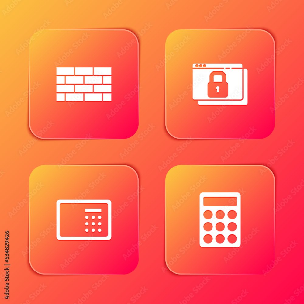 Set Firewall, security wall, Secure your site with HTTPS, SSL, Safe and Password protection icon. Vector Set Firewall, security wall, Secure your site with HTTPS, SSL, Safe and Password protection icon. Vector