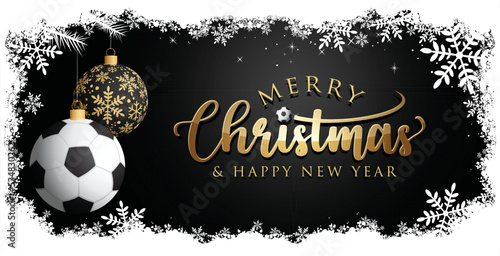 Soccer Christmas Greeting card - Black and Gold.
Merry Christmas and happy new year