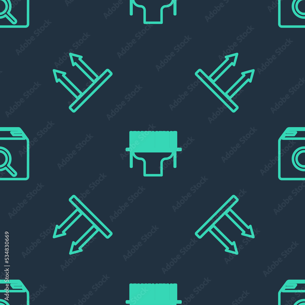 Set line Scanner scanning bar code, This side up and Search package on seamless pattern. Vector Set line Scanner scanning bar code, This side up and Search package on seamless pattern. Vector