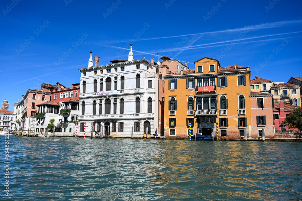 Venice, Italy. Historic buildings along the river canal. Popular tourist destination.