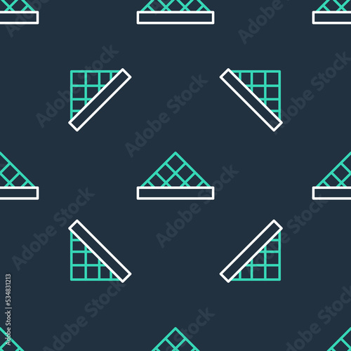 Line Louvre glass pyramid icon isolated seamless pattern on black background. Louvre museum. Vector