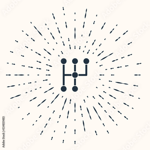 Grey Gear shifter icon isolated on beige background. Transmission icon. Abstract circle random dots. Vector