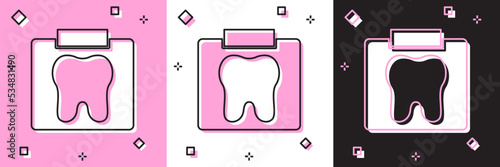 Set X-ray of tooth icon isolated on pink and white, black background. Dental x-ray. Radiology image. Vector