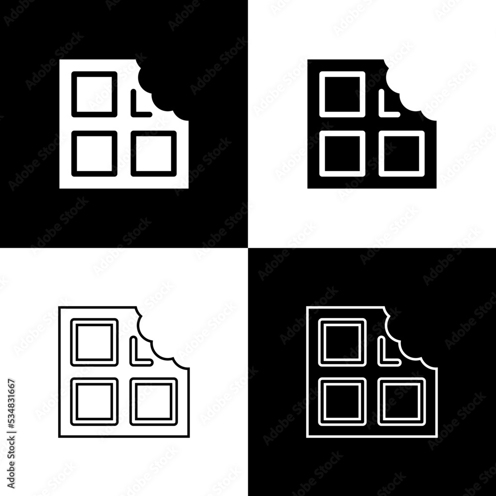 Set Chocolate bar icon isolated on black and white background. Vector Set Chocolate bar icon isolated on black and white background. Vector