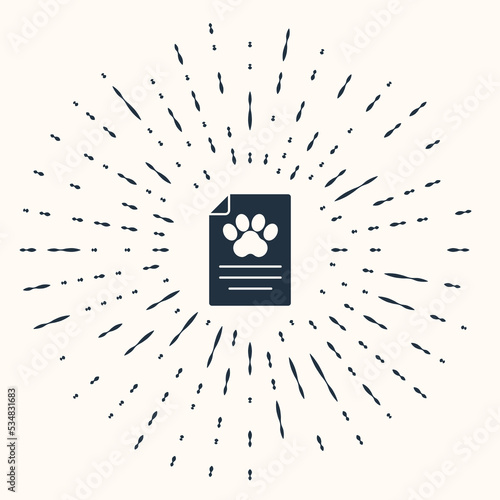 Grey Clipboard with medical clinical record pet icon isolated on beige background. Health insurance form. Medical check marks report. Abstract circle random dots. Vector